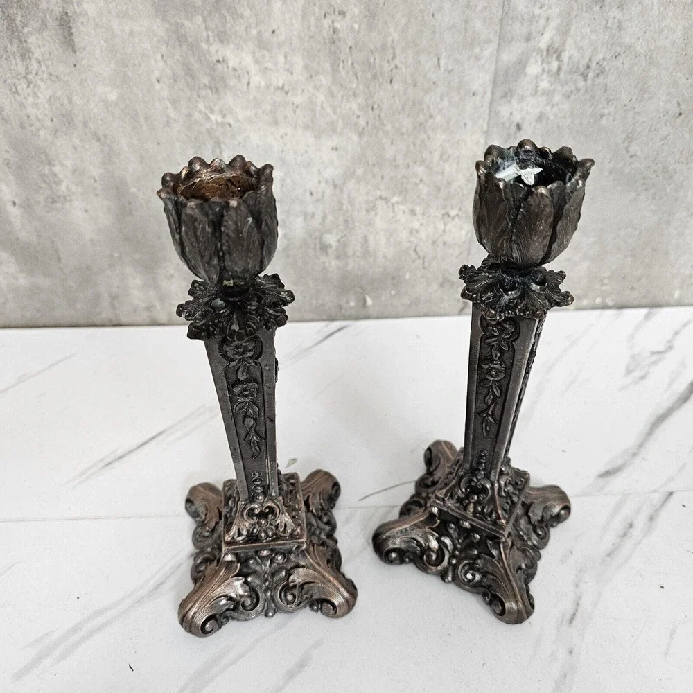Antique K&O Kronheim Oldenbusch Candlesticks‎ Victorian EPNS Pair Victorian